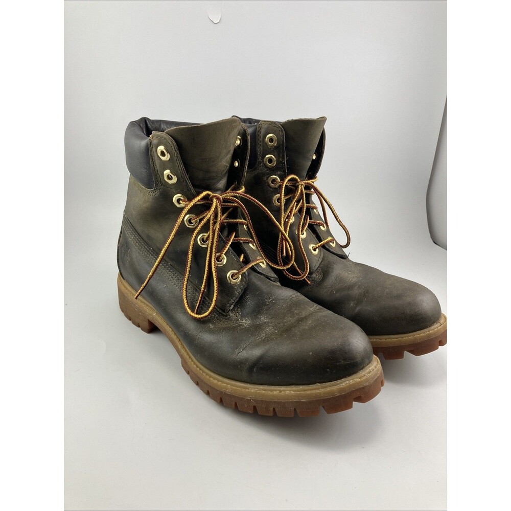Dark Green TIMBERLAND Genuine Leather Lace Up Work Books Primaloft Size 9.5M